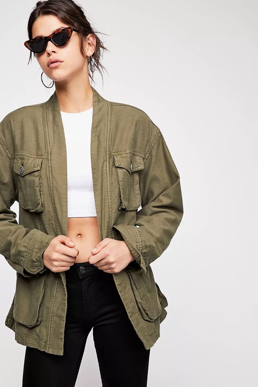 Free People In Our Nature Utility Cargo Jacket in Moss/Army Green Size M
